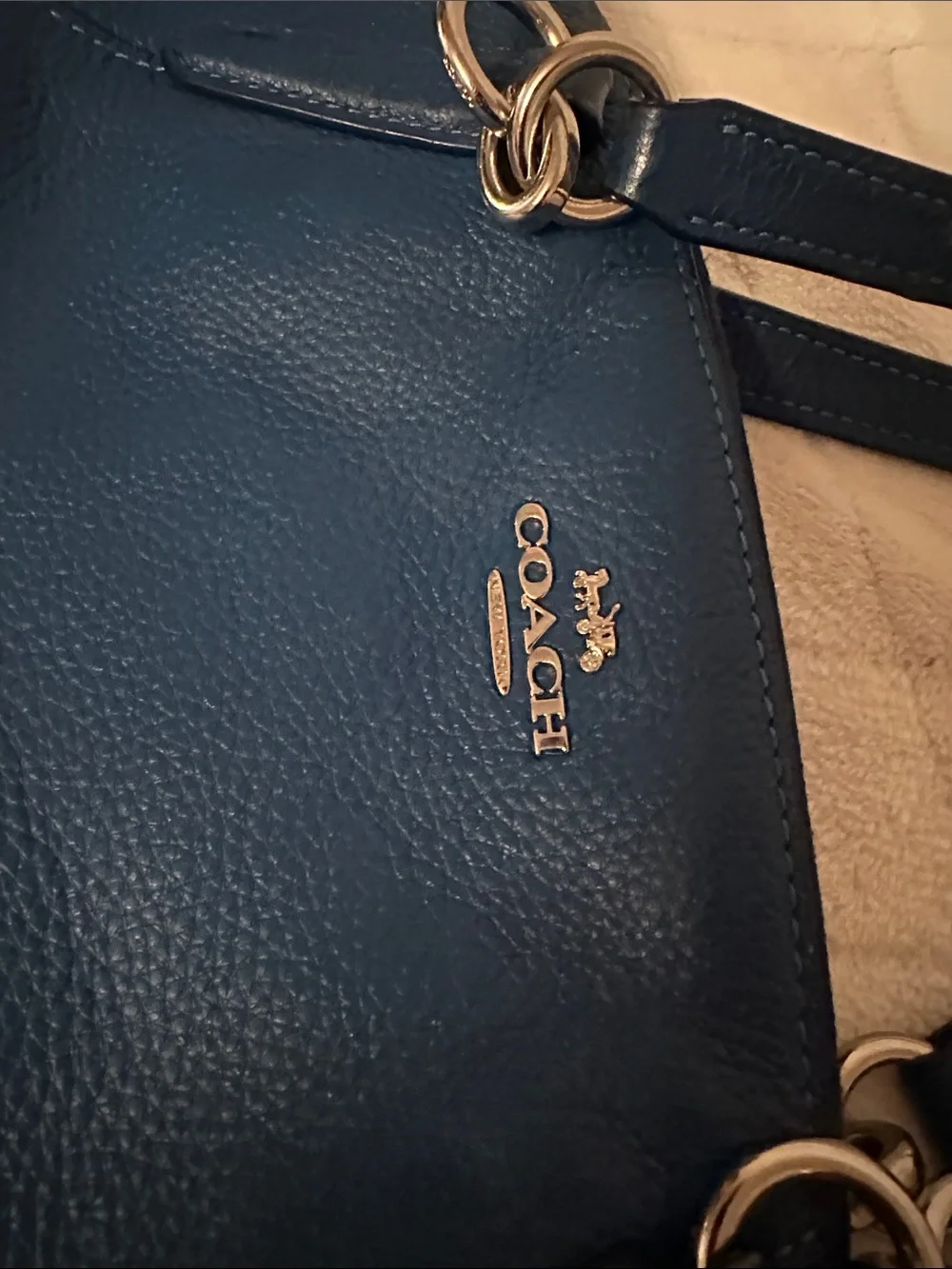 Coach Teal Leather Tote with Gold Hardware
